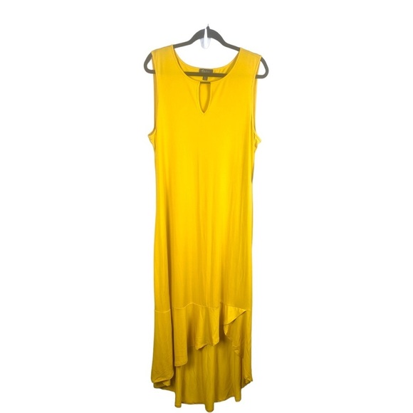 Thalia Sodi Mango Yellow High Low Sleeveless Dress Beach Travel Size XL New - Picture 1 of 9
